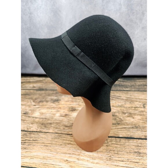 VTG 70s Lord & Taylor Italy Made Black 100% Wool Hat Retro Rockabilly Derby OS main image 8